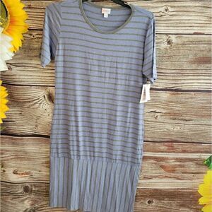 "LulaRoe " Woman's dress ,size : XL blue/gray striped (Julia ) NWT